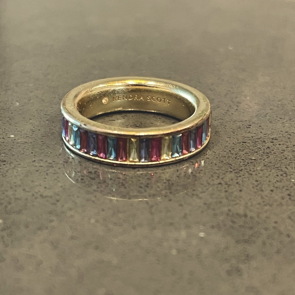 Kendra Scott Jack Gold Band Ring in Multi Crystal | Size 9